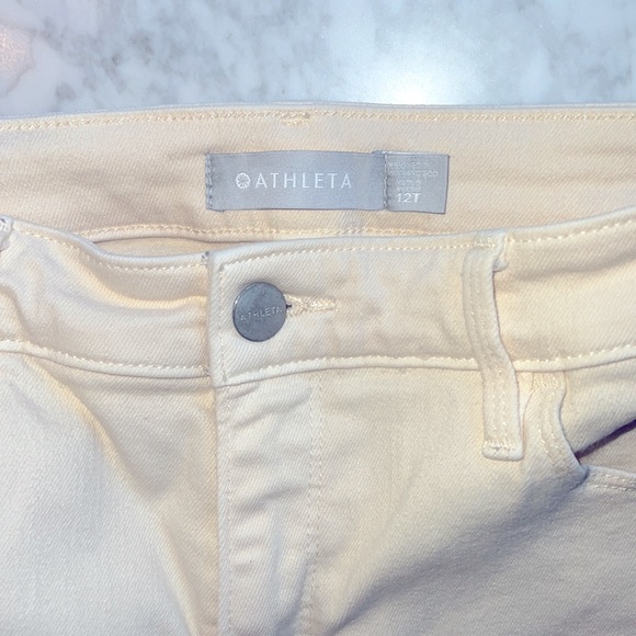ATHLETA Size 12 Tall Sculptek Flex Straight Ankle Jeans in Bone White - Picture 7 of 12